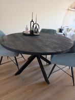 Zwarte ronde tafel met kruispoot, Ophalen, Gebruikt, Rond, Metaal