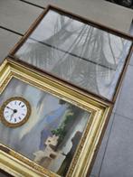 Mooie zeldzame antieke schilderij klok in lijst, schwarzwald, Antiek en Kunst, Ophalen of Verzenden