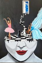 Groot uniek schilderij "Zielsreis", Antiek en Kunst, Ophalen