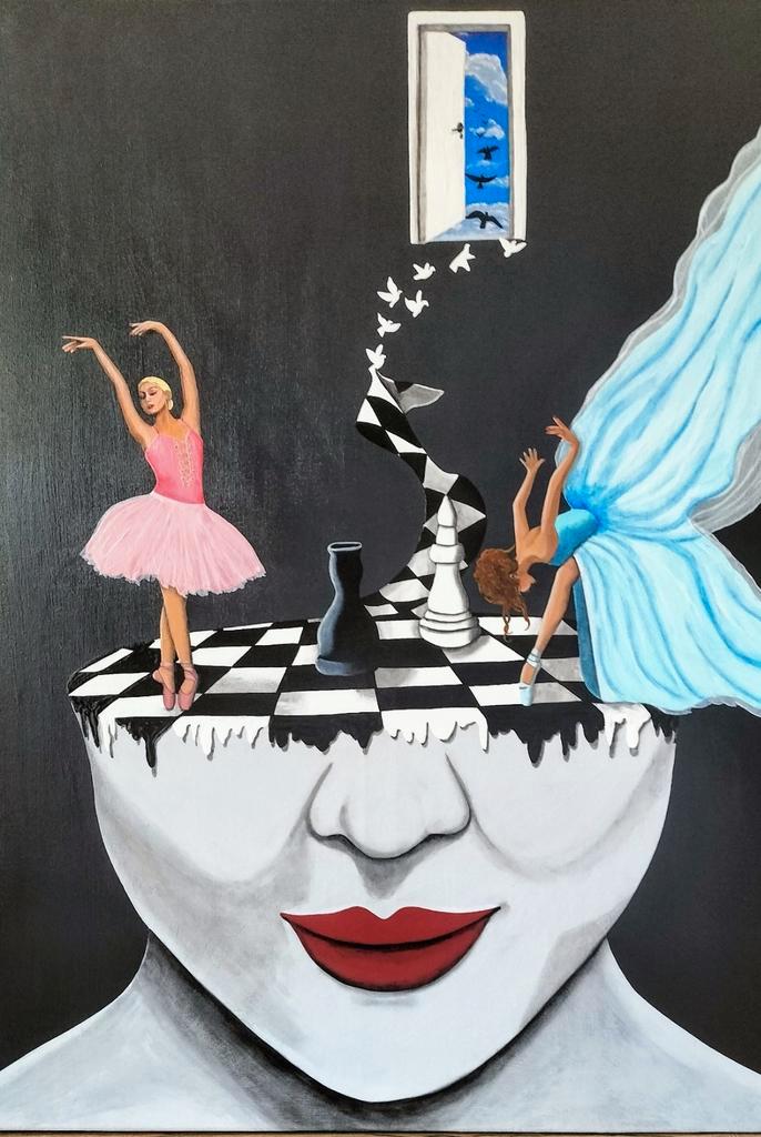 Groot uniek schilderij "Zielsreis", Antiek en Kunst, Kunst | Schilderijen | Modern, Ophalen