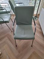 Fijne eetkamerstoelen (6 stuks) met mintblauwe bekleding, Gebruikt, Overige kleuren, Metaal, Vijf, Zes of meer stoelen