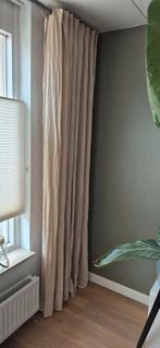 linnen gordijnen aan steigerpijp rail, Ophalen, Gebruikt, 200 cm of meer, Beige