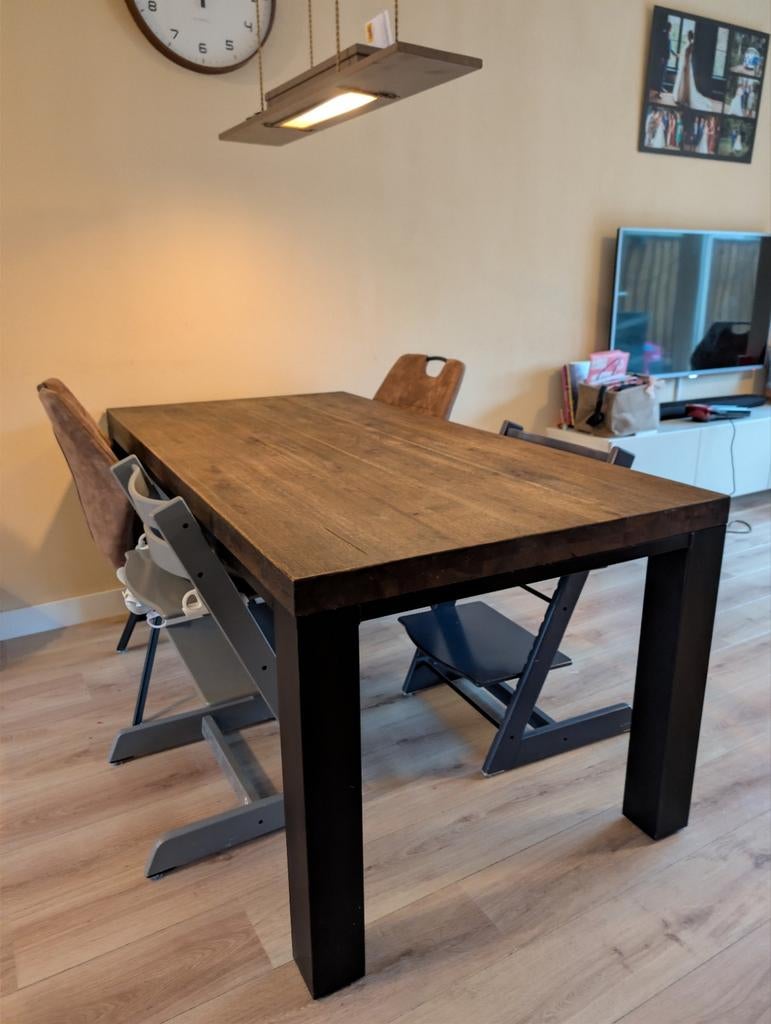 Eettafel, massief hout. 90*180, Huis en Inrichting, Tafels | Eettafels, 50 tot 100 cm, 150 tot 200 cm, Vier personen, Rechthoekig