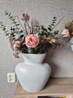 Pot met kunstboeket - zijde bloemen, Huis en Inrichting, Woonaccessoires | Vazen, Ophalen, Gebruikt, Overige kleuren, Minder dan 50 cm
