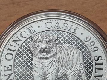 Indian Wildlife Tiger. One Ounce Cash 999 Silver. St Helena. beschikbaar voor biedingen