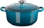 Le Creuset Braad-/Stoofpan - Ø 24cm - Deep Teal, Huis en Inrichting, Keuken | Potten en Pannen, Gietijzer, Nieuw, Ophalen of Verzenden
