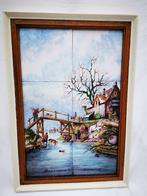 antiek Tegelplateau Hollands winterlandschap schaatser water, Ophalen of Verzenden