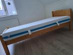 Compleet bed 1 persoons, grenen hout, Huis en Inrichting, Slaapkamer | Bedden, Ophalen, Gebruikt, 90 cm, Eenpersoons