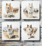 IJslandse Hond Aquarel onderzetters met houder, Nieuw, Glas of Kopje, Verzenden