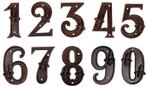 Huis nummer 0,1,2,3,4,5,6,7,8,9 ijzer bruin Esschert Design, Antiek en Kunst, Antiek | Emaille, Verzenden