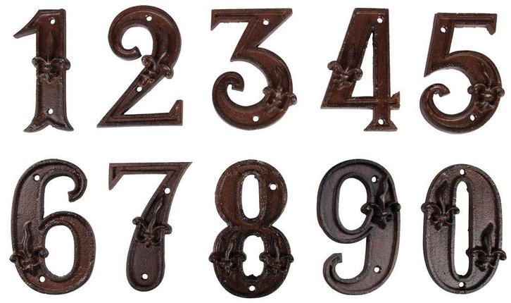 Huis nummer 0,1,2,3,4,5,6,7,8,9 ijzer bruin Esschert Design, Antiek en Kunst, Antiek | Emaille, Verzenden