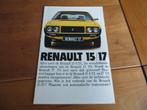 Folder Renault 15 GTL, Renault 17 TS, Renault, Ophalen of Verzenden, Zo goed als nieuw, Renault
