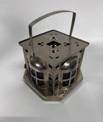 Vintage antiek theelicht met rood glas SVZ beschikbaar voor biedingen