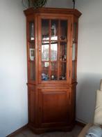 Vurenhouten vitrine hoekkast, Huis en Inrichting, Kasten | Vitrinekasten, Ophalen, Brocante vintage, 50 tot 100 cm, 25 tot 50 cm