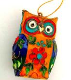 Vintage Prachtige uil cloisonné ketting hanger verguld email, Verzenden, Zo goed als nieuw, Goud, Overige materialen