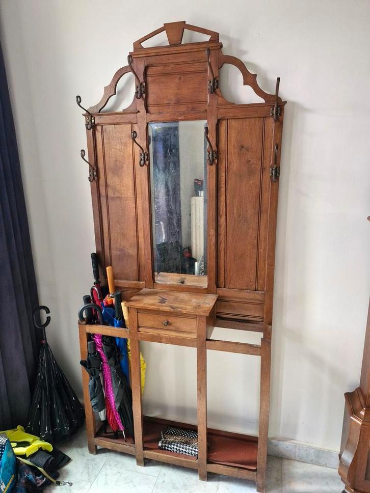 Art Deco Kapstokmeubel met Spiegel & Parapluhouder, Antiek en Kunst, Antiek | Meubels | Kasten, Ophalen