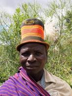 Karamojong hoed INCL.FOTO, hoofddeksel Uganda (171103-12), Antiek en Kunst, Ophalen of Verzenden