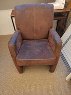 Bruine fauteuil op wieltjes, Huis en Inrichting, Fauteuils, Ophalen, Gebruikt, 75 tot 100 cm, Stof