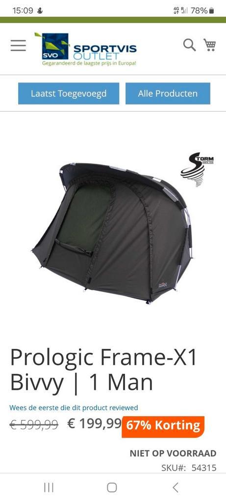 Prologic Frame-X1 Bivvy, Watersport en Boten, Hengelsport | Karpervissen, Nieuw, Overige typen, Ophalen of Verzenden
