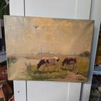 Fedor van Kregten (1871 - 1937) Koeien langs poldersloot, Ophalen of Verzenden