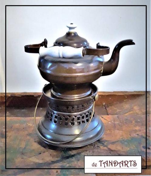Theepot met theelicht– roodkoper, Antiek en Kunst, Antiek | Koper en Brons, Ophalen of Verzenden