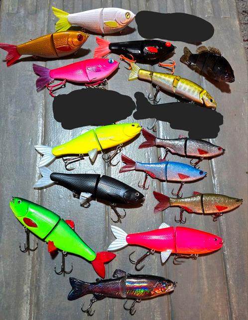 Partij (grote) swimbaits/gliders (003)  14 stuks  Veel nieuw, Watersport en Boten, Hengelsport | Roofvissen, Zo goed als nieuw