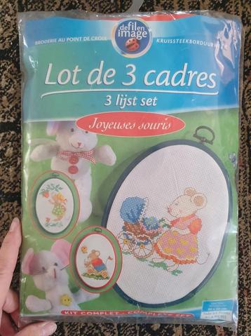 kruissteek borduurpakket 3x blije muisjes + lijstjes beschikbaar voor biedingen
