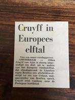 Voetbal krantenartikel Cruijff in Europees elftal dec. 1970, Verzamelen, Ophalen of Verzenden, Ajax