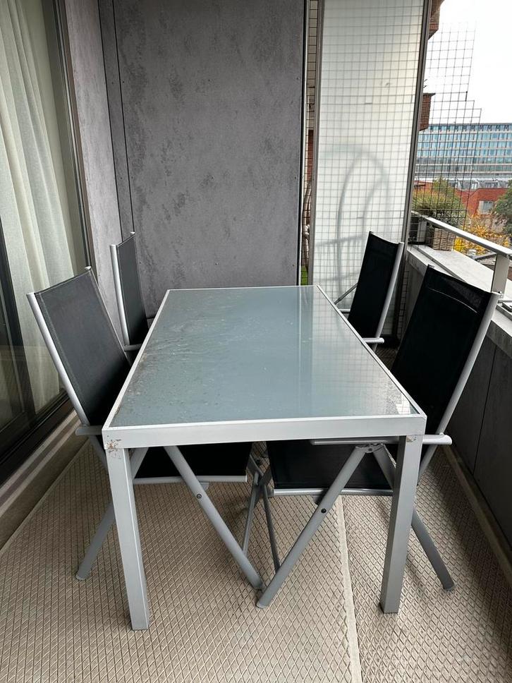 Table with 4 chairs, Huis en Inrichting, Tafels | Eettafels, Gebruikt, 50 tot 100 cm, Rechthoekig, Ophalen