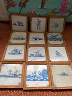 Oude Delfts Blauwe Tegeltjes Ingelijst (12 stuks), Antiek en Kunst, Ophalen