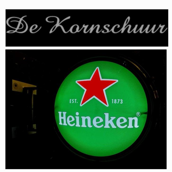 Heineken Bier dubbelzijdige lichtbak ø 51 cm (FH6007), Verzamelen, Biermerken, Zo goed als nieuw, Reclamebord, Plaat of Schild