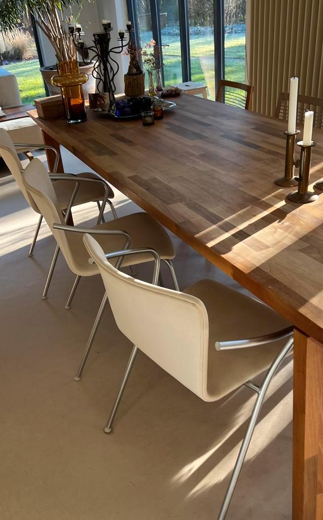 Vico Magistretti | Fritz Hansen | Vico duo | stapelbaar |, Huis en Inrichting, Stoelen, Gebruikt, Vier, Stof, Wit, Ophalen