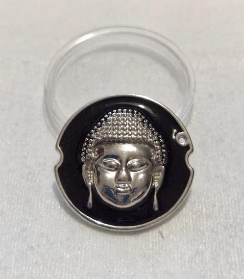 MI MONEDA munt BOEDDHA maat M voor in munthouder / pendant, Sieraden, Tassen en Uiterlijk, Kettinghangers, Zo goed als nieuw, Zilver