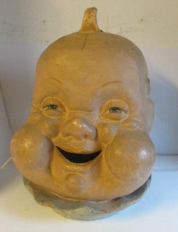 schitterend antiek masker papier mache baby kermis carnaval beschikbaar voor biedingen