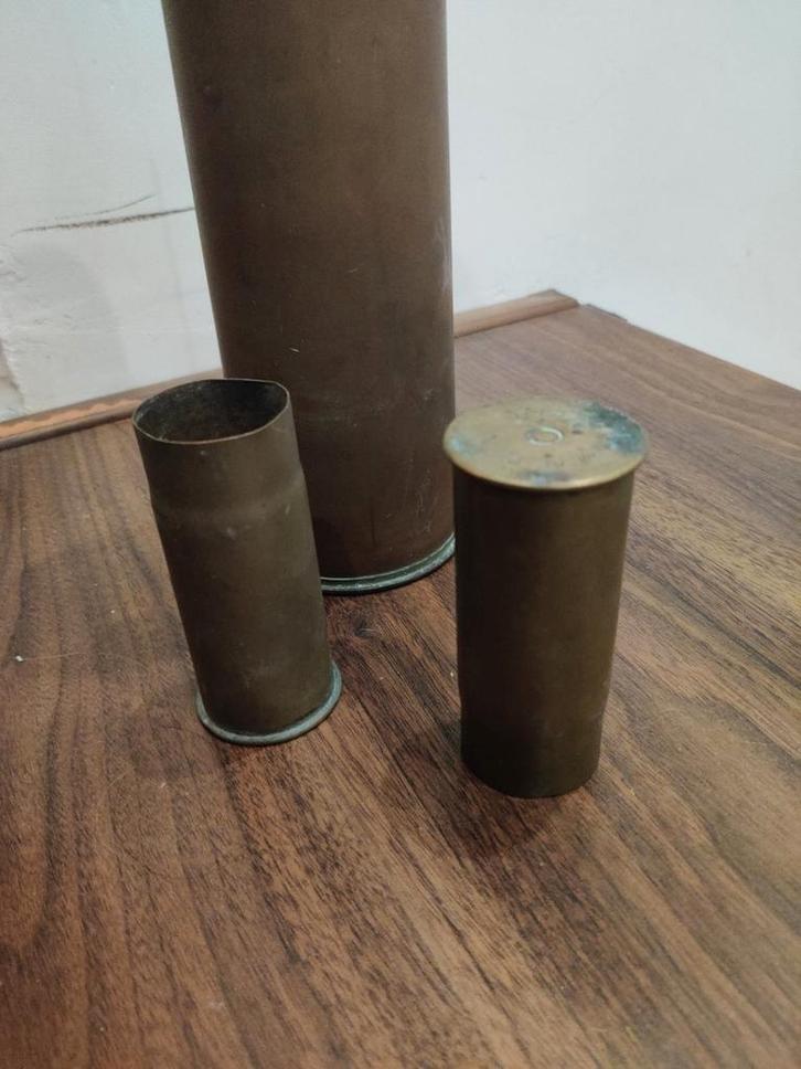 2x Duitse messing granaathuls 3,7 cm (WOI - 1914) Hotchkiss, Verzamelen, Militaria | Tweede Wereldoorlog, Hulzen of Bodemvondsten