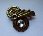Bronskleurig broche grote glimmer met soort krul, Verzenden, Zo goed als nieuw, Overige materialen