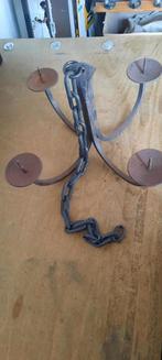 Antieke smeedijzeren kaarsen kandelaar kaarsen kroonluchter, Antiek en Kunst, Ophalen, Overige materialen