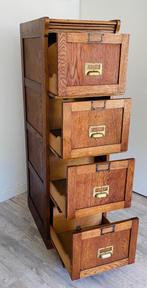 Vintage jaren 60 archiefkast  ladekast | notariskast, Huis en Inrichting, 100 tot 150 cm, 50 tot 100 cm, 3 of 4 laden, Niet bekend