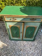 Brocante Groene tinten kastje, Antiek en Kunst, Ophalen of Verzenden