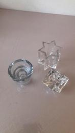 3 x waxine kaarsenhouder. Loodkristal 24%., Ophalen of Verzenden, Zo goed als nieuw, Overige materialen, Minder dan 25 cm