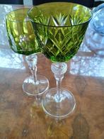 Prachtige antieke geslepen groene glazen, Antiek en Kunst, Antiek | Glas en Kristal, Verzenden