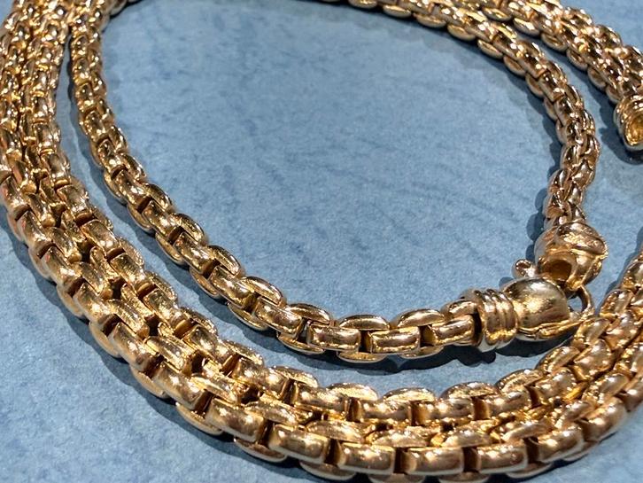 Monzario set 14 karaat 585 massief handgemaakt, Sieraden, Tassen en Uiterlijk, Kettingen, Zo goed als nieuw, Goud, Ophalen of Verzenden