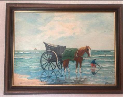 Antiek Schilderij Paard & Wagen, Antiek en Kunst, Kunst | Schilderijen | Klassiek, Ophalen