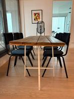 Houten Eettafel + 6 Zwarte Stoelen, Ophalen of Verzenden