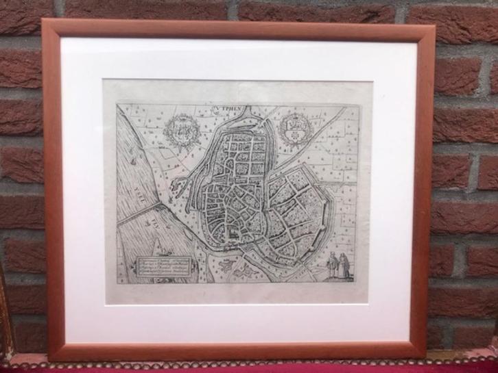 fraaie antieke kaart van Zutphen, 1613, Antiek en Kunst, Curiosa en Brocante, Ophalen of Verzenden