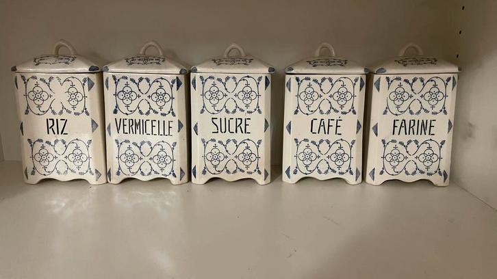 Antieke Aardewerk Opbergset - Beschilderd, Antiek en Kunst, Antiek | Keramiek en Aardewerk, Ophalen of Verzenden