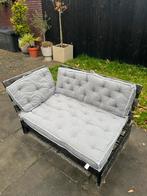 Tuinbankje met kussens, Gebruikt, Hout, Ophalen, 2 zitplaatsen