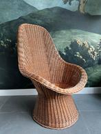 Rotan stoel / pauwenstoel / rieten fauteuil / vintage, Huis en Inrichting, Stoelen, Ophalen, Gebruikt, Bruin, Vintage