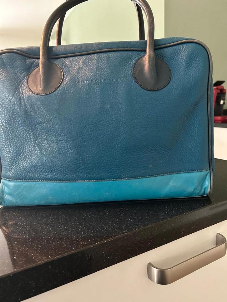 Hester van Eeghen Tas - Blauw Leer, Sieraden, Tassen en Uiterlijk, Tassen | Damestassen, Handtas, Blauw, Ophalen of Verzenden