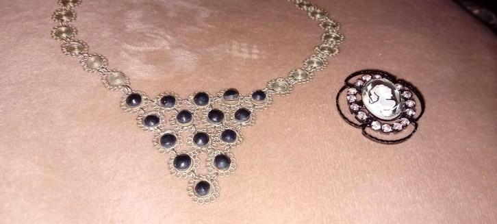 Victoriaanse Zilveren Set: Ketting & Broche, Sieraden, Tassen en Uiterlijk, Kettingen, Zo goed als nieuw, Overige materialen, Zilver